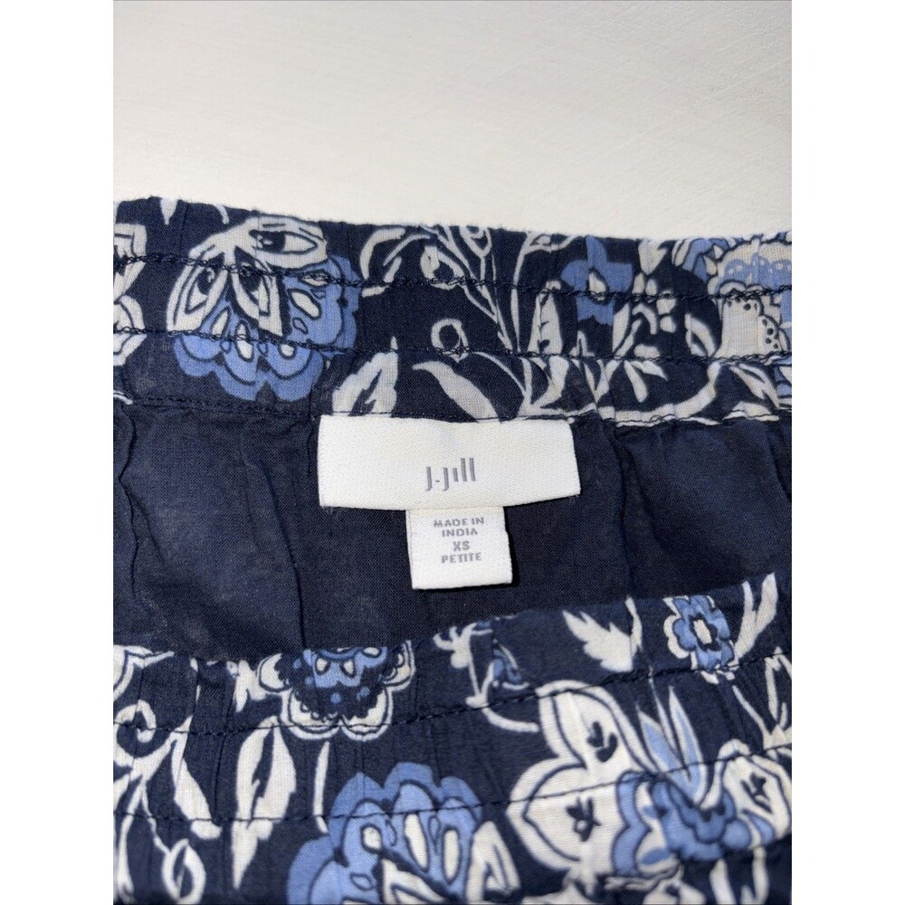 J.Jill Women's XSP Cotton Blue Patterned Skirt with Pull-On Flared Boho Artsy - Picture 2 of 5
